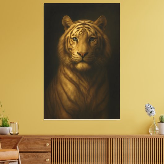 Majestic White Tiger – Fine Art Premium Canvas (Insitu (Woonkamer))
