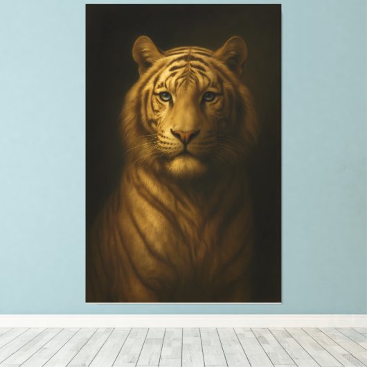 Majestic White Tiger – Fine Art Premium Canvas (Insitu (Houten vloer))