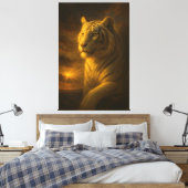 Majestic White Tiger in Golden Light Canvas Afdruk (Insitu (Slaapkamer))