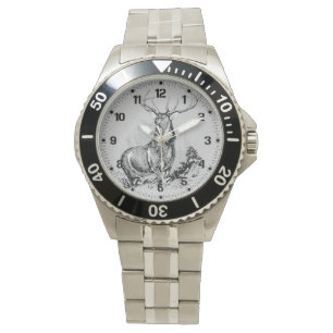 Majestic Whitetail Deer Illustratie Horloge
