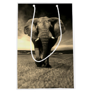 Majestic Wild Bull Elephant in Sepia Medium Cadeauzakje