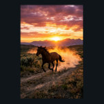 Majestic Wild Horse Sunset Poster | Luxury Western<br><div class="desc">Add a refined western statement to your interior with this majestic wild horse sunset poster, designed with rich natural color, cinematic movement, and elegant landscape depth. ​ The glowing sky, dusty trail, and strong equine silhouette create a premium visual mood that works beautifully in upscale rustic, western, and farmhouse-inspired interiors....</div>