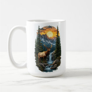 Majestic Wilderness - Elk bij Sunrise Waterfall Koffiemok