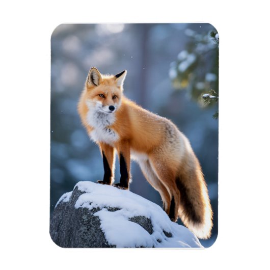 Majestic Winter Fox Fotografie Magneet (Verticaal)