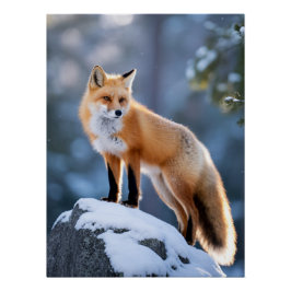 Majestic Winter Fox Fotografie Perfect Poster