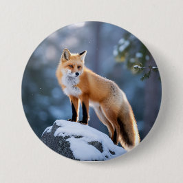 Majestic Winter Fox Fotografie Ronde Button 7,6 Cm
