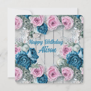 Majestic Witte Baksteen Shabby Nautica Bord Roze Feestdagenkaart