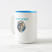 Majestic Wolf Double Exposure Wilderness Mugs (Devant gauche)