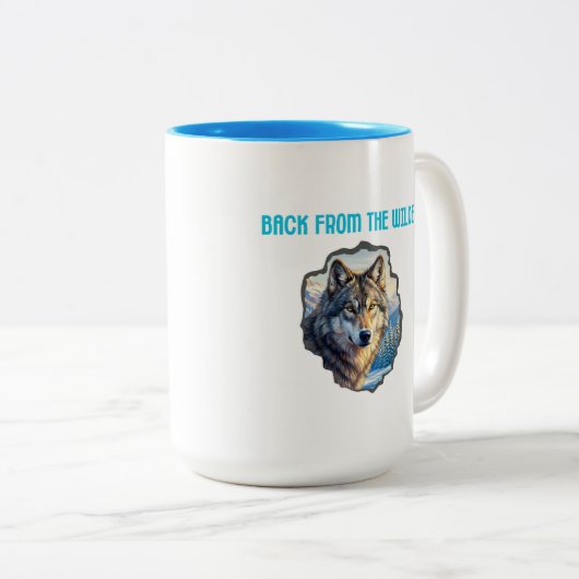 Majestic Wolf Double Exposure Wilderness Mugs (Devant droit)