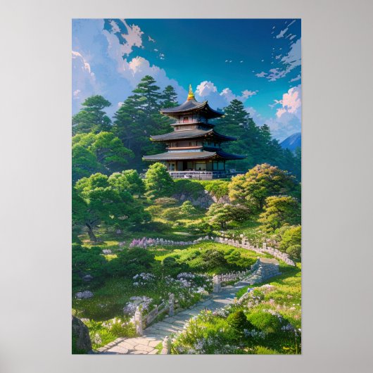 Majestic Wooden Temple Poster (Voorkant)