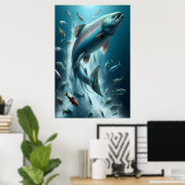 Majestic Zalm tijdens Moonlit Dans 24x36 Poster (Thuiskantoor)