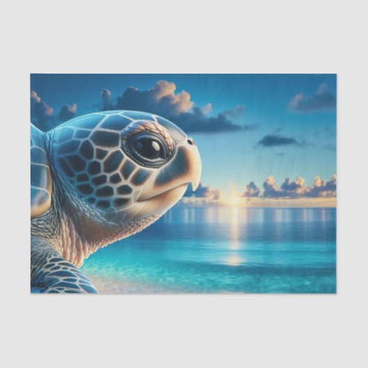 Majestic Zee Schildpad Decoupage | Ocean Blue Mari Tissuepapier (Voorkant)