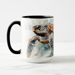 Majestic Zee Schildpad Waterverf Splash Illustrati Mok