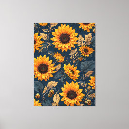 Majestic Zonnebloem Patroon Design Art Canvas Afdruk