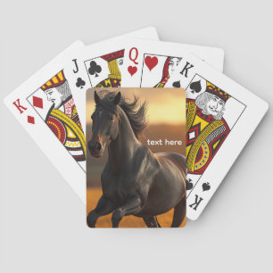 Majestieke Zwarte Hengst Paard Herfst Zonsondergan Pokerkaarten