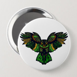 Majestieuze Smaragd Uil Ronde Button 4,0 Cm