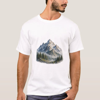 Majestisch berg- en boslandschap waterverf t-shirt