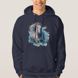 Majestueus Aquarel Witte Paard Hoodie