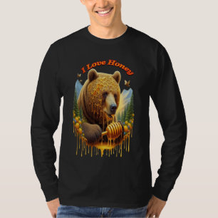 Majestueus beer bezig met heerlijke honing t-shirt