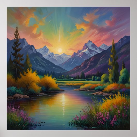 Majestueus bergkunstwerk poster (Voorkant)