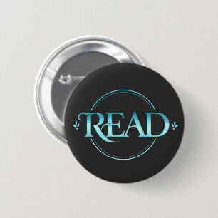 Majestueus Blauw Glazen Typografie "LEES" Kunst Ronde Button 5,7 Cm