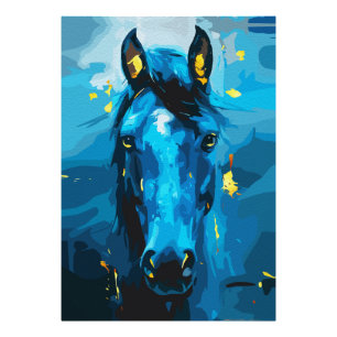 Majestueus Blauw Paard Kunst – Kracht en Elegantie Foto Afdruk