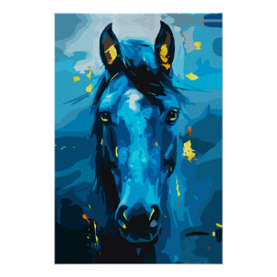 Majestueus Blauw Paard Kunst – Kracht en Elegantie Perfect Poster