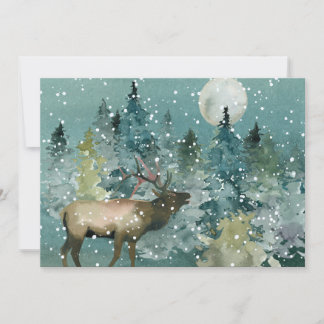Majestueus elandenbos volle maan sneeuwval feestdagenkaart