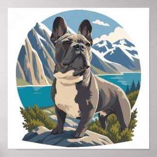 Majestueus Franse Bulldog Bergmeer Avontuur Poster