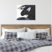 Majestueus Friesian Black Horse van BiHrle Canvas Afdruk (Insitu (Slaapkamer))