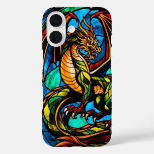 Majestueus Glas in lood Dragon Mythisch Meesterwer iPhone 16 Hoesje