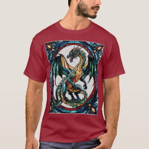 Majestueus Glas in lood Dragon Mythisch Meesterwer T-shirt