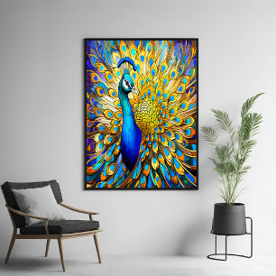 Majestueus Glas in lood Peacock Art Nouveau stijl Perfect Poster