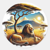 Majestueus gouden Afrikaanse leeuwenportret Ronde Sticker (Voorkant)