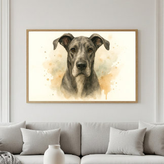 Majestueus Groot Deens Waterverf Portret Poster