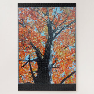 Majestueus herfstboom mozaïek ontwerp legpuzzel