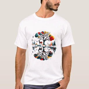 Majestueus hert in besneeuwd winterbos t-shirt