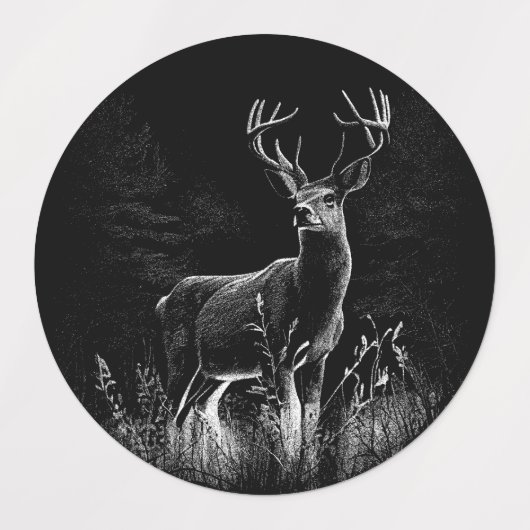 Majestueus hert in de wildernis - Black & White Ar Labels (Design 1)