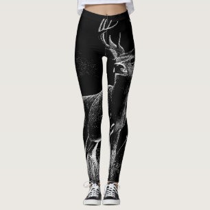 Majestueus hert in de wildernis - Black & White Ar Leggings