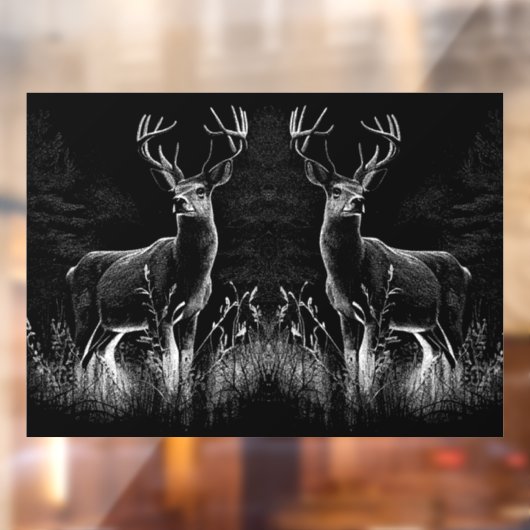 Majestueus hert in de wildernis - Black & White Ar Raamsticker (Vel 2)