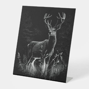 Majestueus hert in de wildernis - Black & White Ar Reclamebord Met Voetstuk