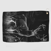 Majestueus hert in de wildernis – Zwart&Wit Kunst  Golfhanddoek (Horizontaal)