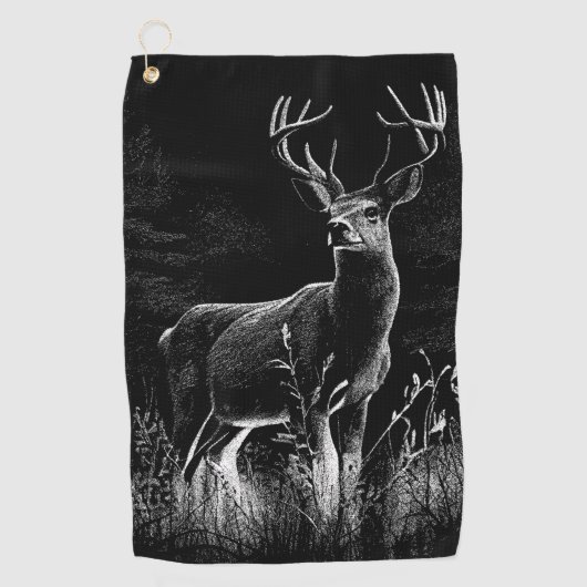 Majestueus hert in de wildernis – Zwart&Wit Kunst  Golfhanddoek (Voorkant)