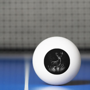 Majestueus hert in de wildernis – zwart-wit kunst pingpongballen