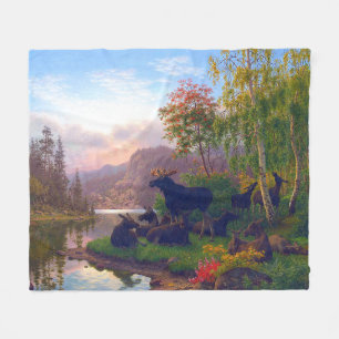 Majestueus hert in een Zweeds herfstlandschap Fleece Deken