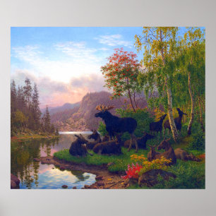 Majestueus hert in een Zweeds herfstlandschap Poster