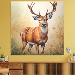 Majestueus hert in herfstbos canvas afdruk