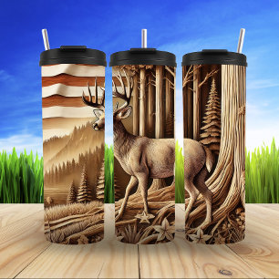 Majestueus hert in het serene bos thermosbeker