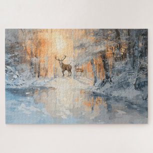 Majestueus hert in winterbos kunst legpuzzel