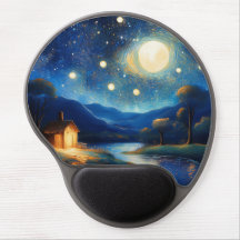 Majestueus huisje onder Moon Gel Mousepad